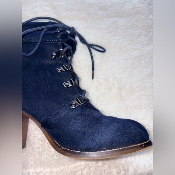 SM New York Black Lace Up Boots with Brown Heel Size 9 - Picture 13 of 14